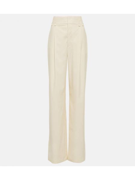 Relaxed памучни панталон с висока талия Saint Laurent бяло