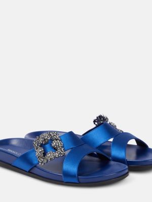 Sandalias de raso Manolo Blahnik azul