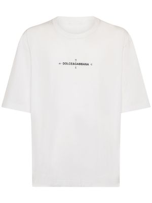 Oversize памучна тениска от джърси Dolce & Gabbana бяло