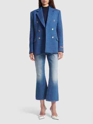 Veste en coton en tweed Versace bleu