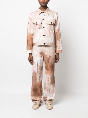 Džínová bunda s potiskem s abstraktním vzorem Andersson Bell béžová