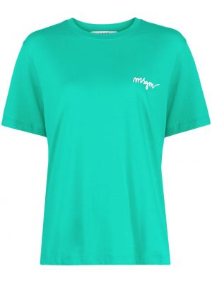 Bavlněné tričko s výšivkou Msgm zelené