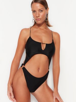 Bikini z okroglim izrezom Trendyol črna