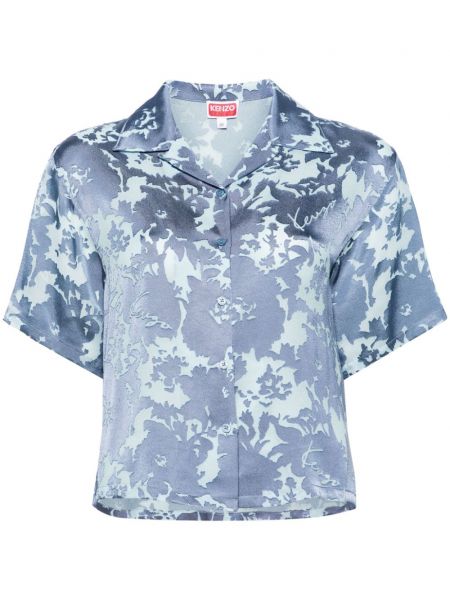 Chemise à fleurs à imprimé camouflage Kenzo bleu