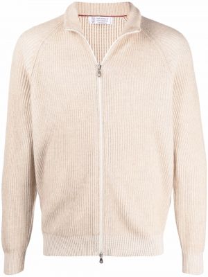 Zip kashmir lang genser Brunello Cucinelli brun