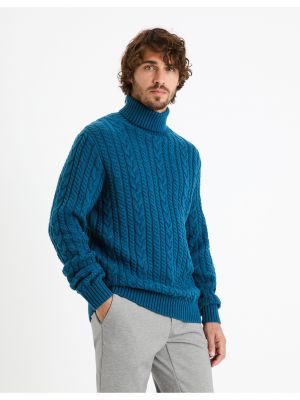 Pletený sveter Celio modrá