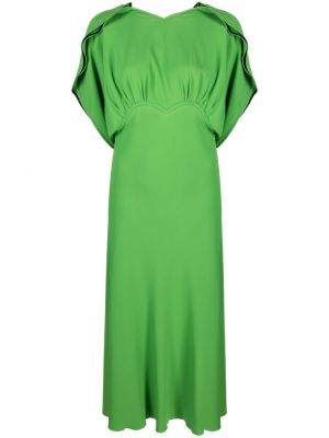 Миди рокля с драперии Victoria Beckham зелено