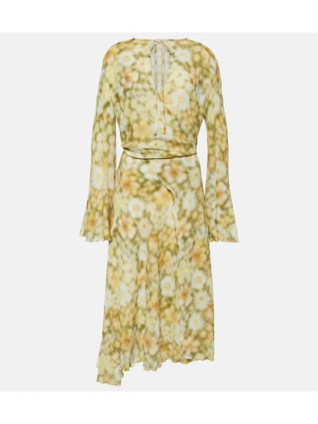 Midi haljina s cvjetnim printom Acne Studios zelena