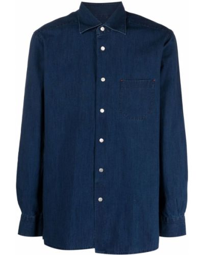 Camisa vaquera con botones Kiton azul