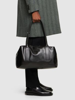 Δερμάτινη τσάντα shopper Mm6 Maison Margiela μαύρο