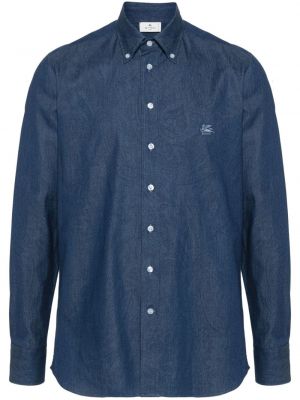 Rifľová košeľa s paisley vzorom Etro modrá