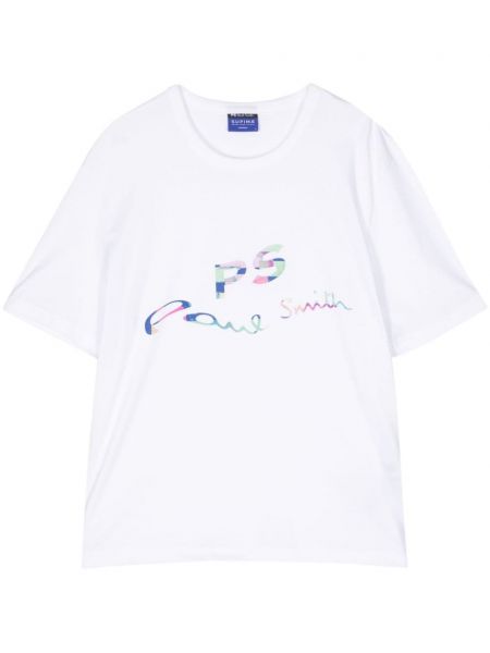 Βαμβακερή μπλούζα με σχέδιο Ps Paul Smith λευκό