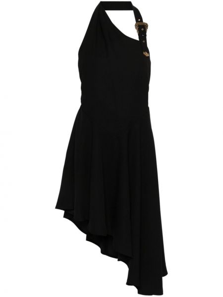 Koktejl obleka z zaponko iz krep tkanine Versace Jeans Couture črna