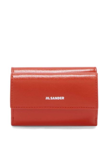 Kožená malá peněženka Jil Sander červená