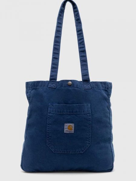 Βαμβακερή τσάντα shopper Carhartt Wip μπλε