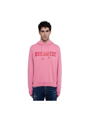 Bluza z kapturem bawełniana Dsquared2 różowa