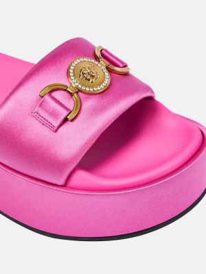 Sandali di raso con platform Versace rosa