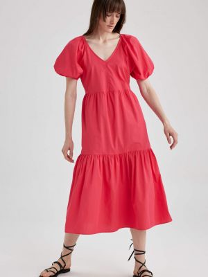 Midi šaty s výstrihom do v Defacto červená