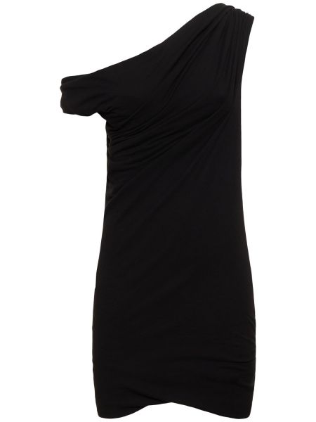 Pamučna mini haljina od jersey s draperijom Msgm crna