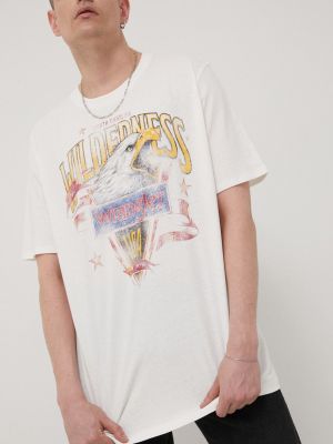 Памучна тениска с дълъг ръкав с принт Wrangler бяло