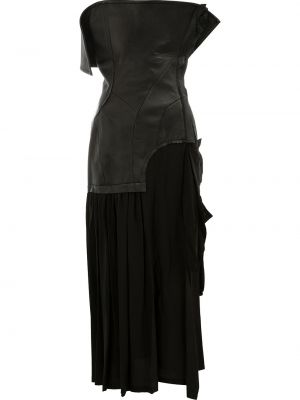 Vlněné přiléhavé dlouhé šaty Yohji Yamamoto - černá