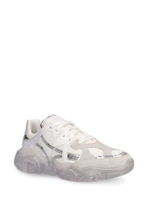 Δερμάτινα sneakers από διχτυωτό Moschino λευκό