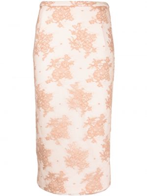 Květinové bavlněné pouzdrová sukně na zip Nº21 - bílá