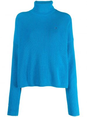 Bombažni pulover Tommy Hilfiger modra