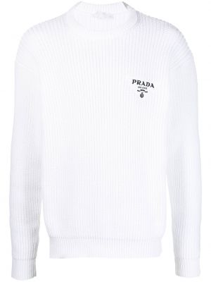Strick pullover mit stickerei Prada weiß