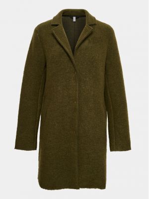 Vlnený priliehavý zimný kabát Culture zelená