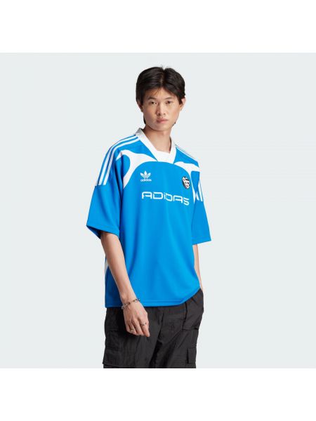 Koszulka z krótkim rękawem oversize Adidas niebieska