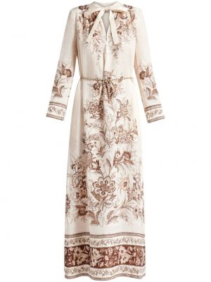 Lanena dolga obleka s cvetličnim vzorcem s potiskom Zimmermann