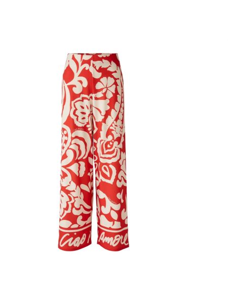 Spodnie z wzorem paisley Oui czerwone