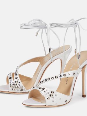 Jedwabne satynowe sandały Alessandra Rich białe