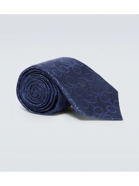 Cravate en soie en jacquard Gucci bleu