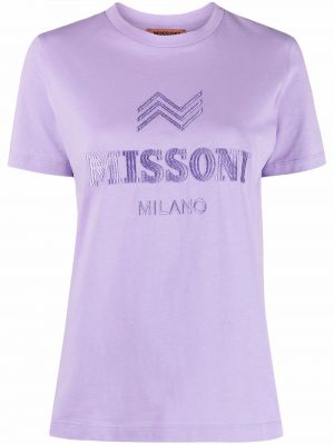 Bomull brodert t-skjorte Missoni lilla