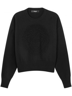 Sweter z okrągłym dekoltem Versace czarny