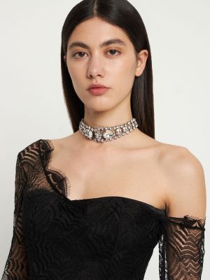 Krištáľový náhrdelník Alessandra Rich strieborná