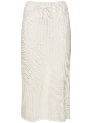 Pletená bavlnená dlhá sukňa Gimaguas biela