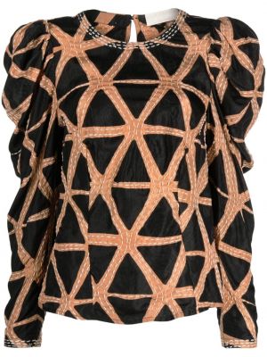 Jedwabna bluzka z nadrukiem w abstrakcyjne wzory Ulla Johnson