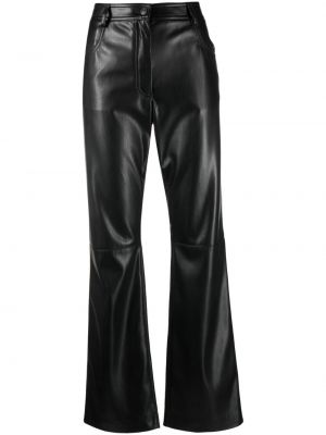 Δερμάτινο παντελόνι με ίσιο πόδι Msgm μαύρο