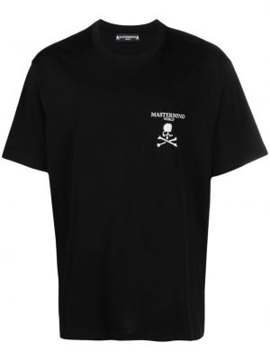 Bavlněné tričko s výšivkou Mastermind Japan černé