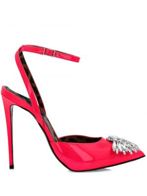 Полуотворени обувки с кристали Philipp Plein розово