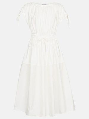 Bavlněné midi šaty z nylonu Moncler bílé