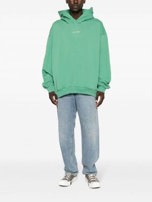 Bluza z kapturem bawełniana w jednolitym kolorze Monochrome zielona