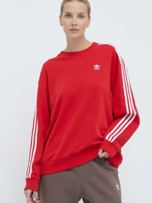 Prugasta hoodie s kapuljačom sa dugačkim rukavima oversized Adidas Originals crvena