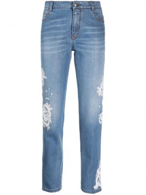 Jeans skinny slim en dentelle Ermanno Scervino bleu