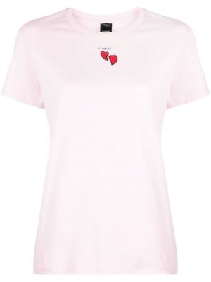 Bavlněné tričko s potiskem Pinko růžové
