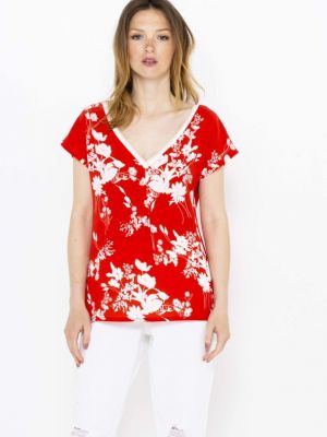 Тениска на цветя Camaieu червено