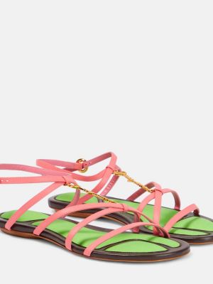 Kožené sandály Jacquemus růžové